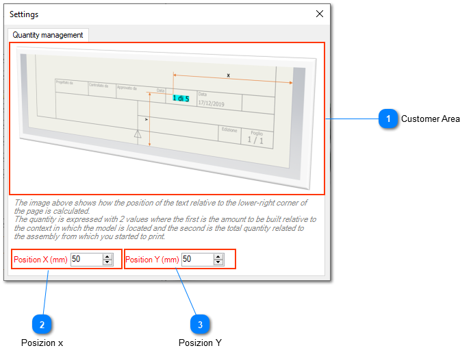 Quantity Location Settings Window